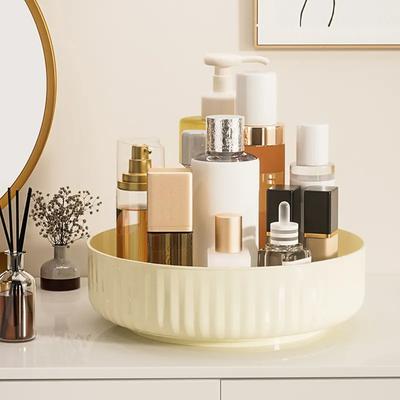 Cream Style Desktop Cosmetics Storage Box Rotatable Acrylic Dressing And Skincare Products Bathroom Washbasin Household Portable Storage Rack Ya411