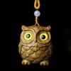 Vintage Owl Hanging Decoration Green Sandalwood Mobile Keychain Pendant Statue Courtyard Balcony Wind Chime Home Deco