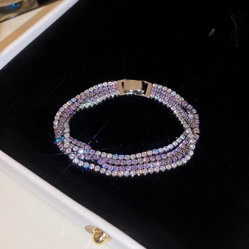 Zircon Round Geometric Flower Bracelet Vintage Style Bracelet Light Luxury High-End Hand Jewelry For Women