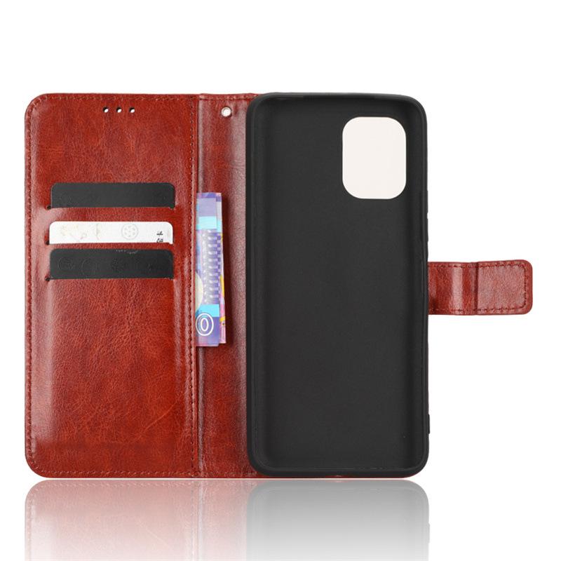 Umi C2 & Umidigi C1 Max Leather Flip Case: Crazy Horse Pattern, Card Slot, Lanyard.