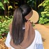 Solar Powered Ventilation Cap Straw Woven Hat Solar-powered Visor Hat with Dual Fans for Outdoor Activities Wide Brim for Beach