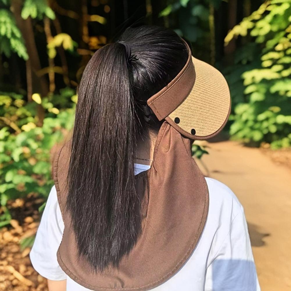 Solar Powered Ventilation Cap Straw Woven Hat Solar-powered Visor Hat with Dual Fans for Outdoor Activities Wide Brim for Beach