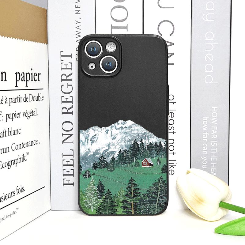 Cartoon Field Mountain Landscape Printed Phone Case for iPhone 17 16 12 11 14 13 15 Pro Max Mini X XS MAX XR 7 8 Plus Soft Cover