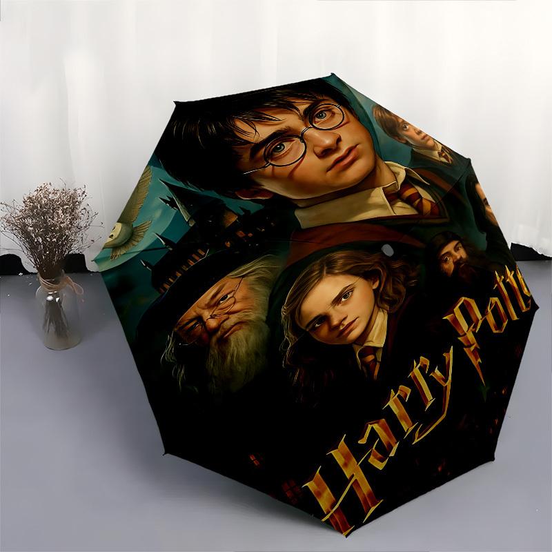 Magic SchoolThemed Automatic Opening and Closing Umbrella 8 Ribs, Suitable for Leisure and Going Out, Outdoor Accessory, Gothic Style, Fas