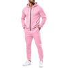 Herren Zip-Up Hoodie und Jogginghosen Set mit mehreren Taschen für Sportbekleidung