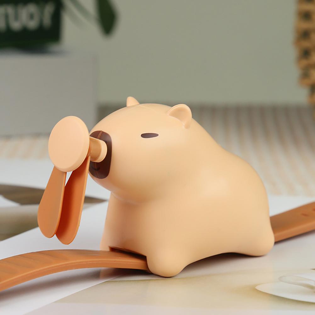 

Portable Electric Fan Capybara Watch-Shaped Mini Fan Rechargeable Cute Design Carpincho 3-Speed Outdoor Kawaii Kids Anime Fan Gift світло-коричневого кольору