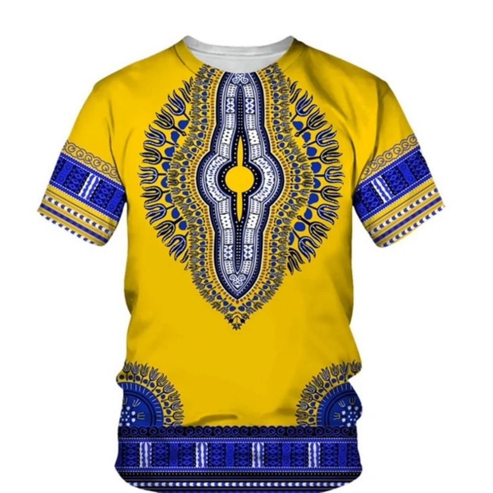 African Traditional Pattern T-Shirts 3D Print Men Summer Short Sleeve T Shirt Harajuku Retro Ethnic Style Tees Top Men Clothing