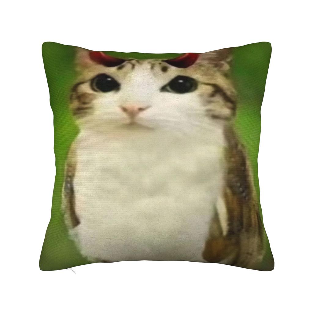 Cat Owl Funny Meowl Cat Meme Pillow Cover Soft Cushion Cover Funny Pillow Case For Sofa Couch Bed Living Room