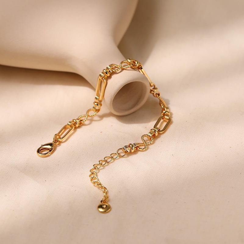 Minimalist Ins Style Hollow Chain 18k Gold Plated Adjustable Women Bracelet