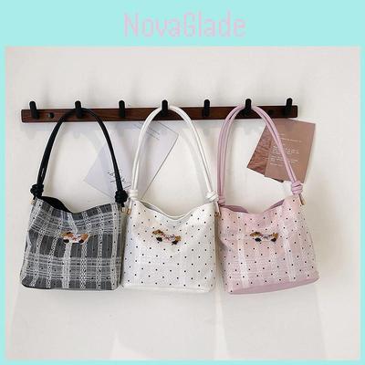Chic Urban Minimalist Plaid Polka Dot Tote Bag For Women Perfect For Daily Use