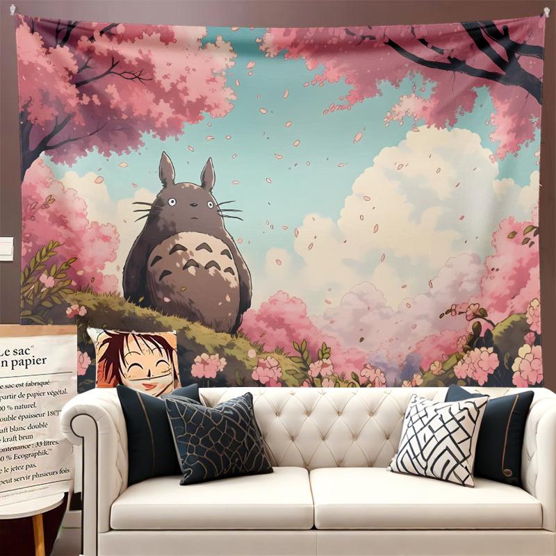 Totoro Miyazaki Hayao Cartoon Healing Anime Background Cloth Hanging Cloth Ins Bedroom Dormitory Living Room Decoration Tapestry