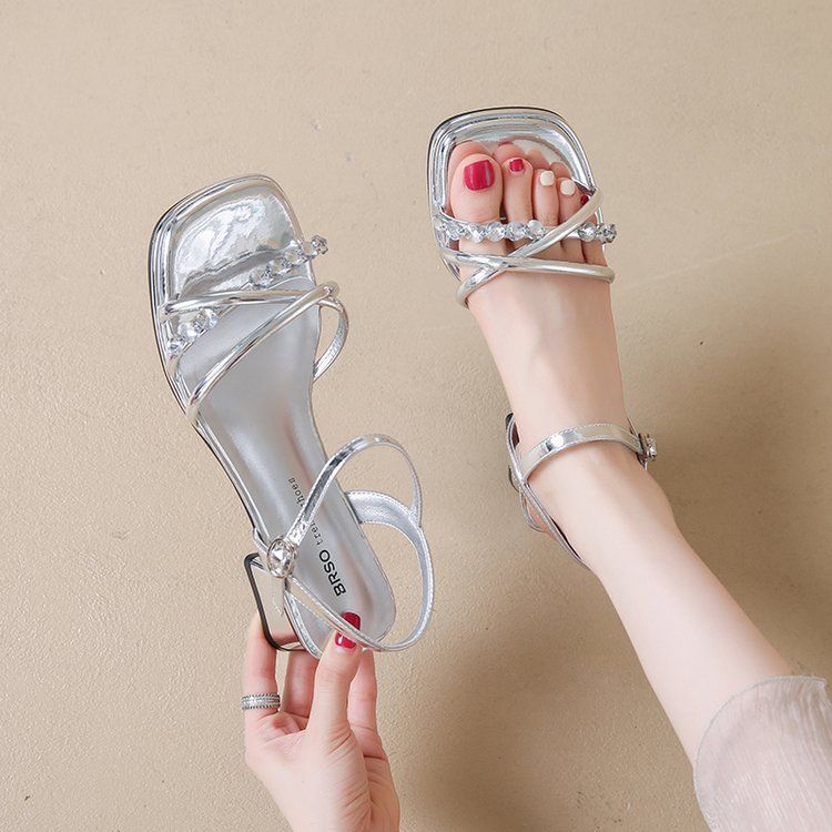 Sandals Women's 2025 Summer New Thick-soled Thick Heel Outer Wear Word with Fairy Style with Skirt High Heels Women