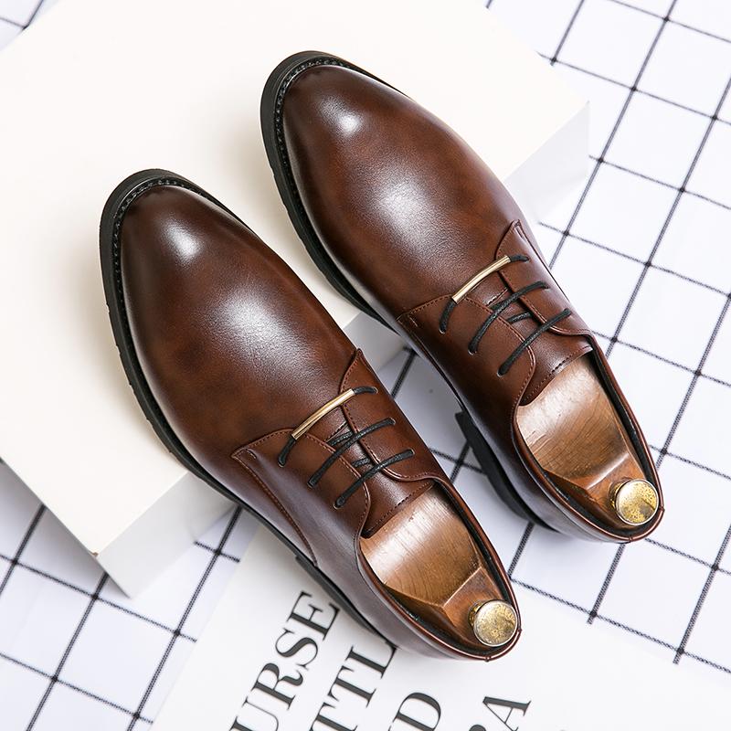 Leather Shoes Young British Dress Casual Business Sense Leather Shoes Wedding Groom Suit Height Increase
