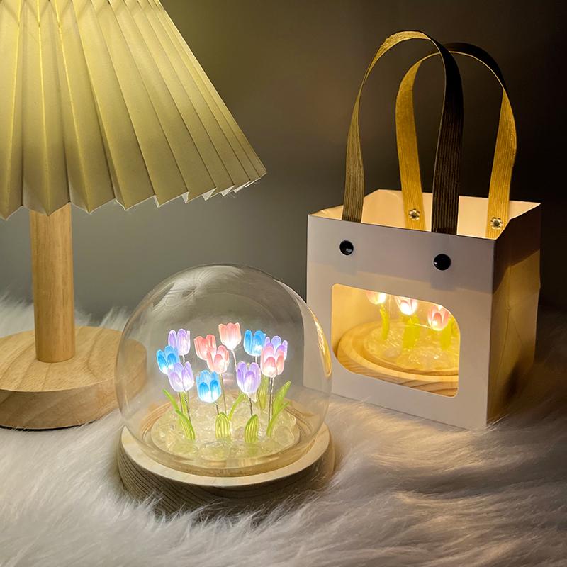 DIY Tulip LED Night Light Kit - Handmade Bedroom Ornament for Qixi Festival or Birthday Gift