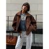 Yamano Tour Brown Beauty Style Retro Maillard Cool Style Lapel Suede Motorcycle Clothing Jacket Loose Short coat