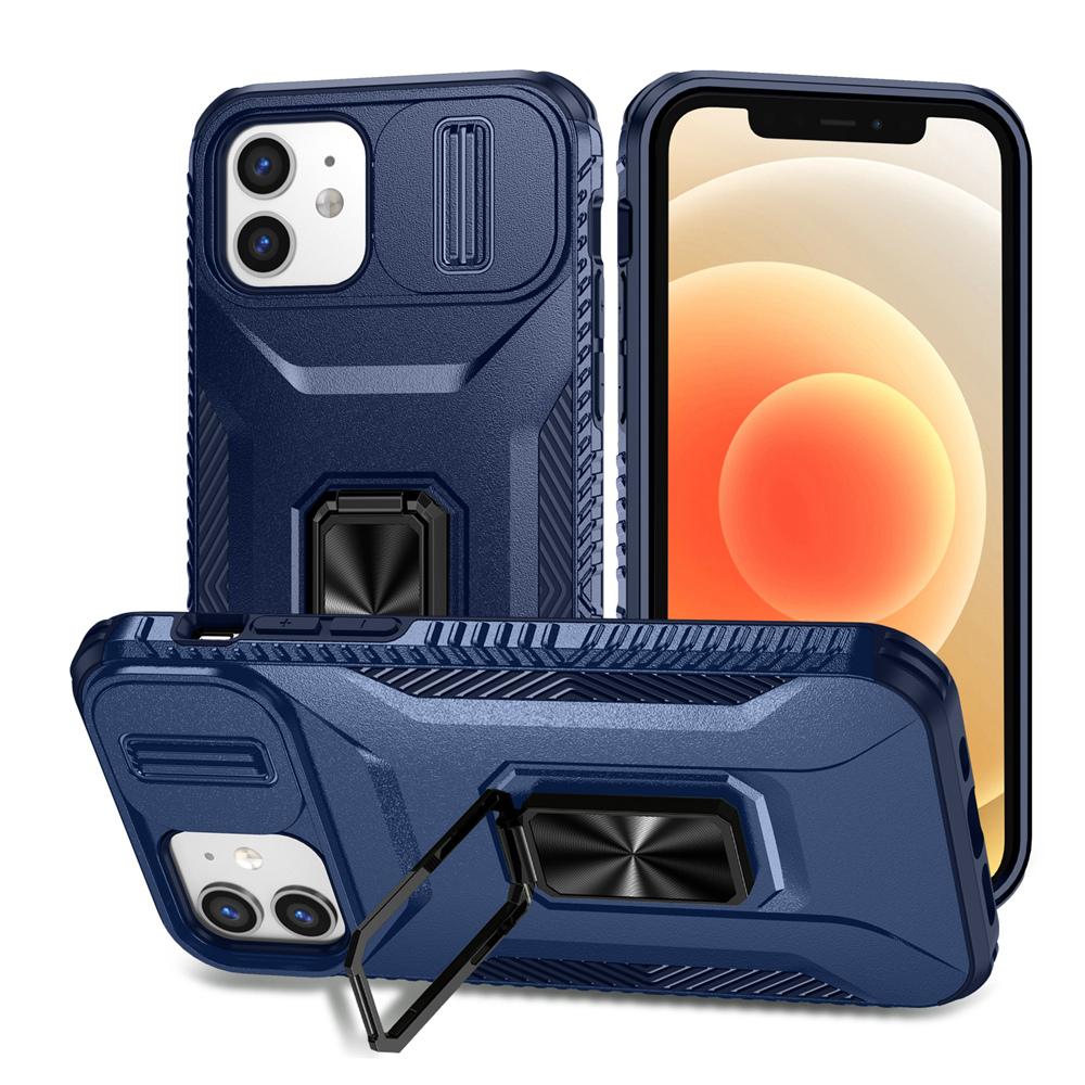 KEYSION Nárazuvzdorné pouzdro pro iPhone 11 Pro Max, vysouvací kryt s ochranným kroužkem pro objektiv fotoaparátu, stojánek, zadní kryt pro iPhone XS Max X XR