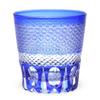 Retro Kiriko Glass Cup 260cc Sashiko Blue Kasho Current Model J-kitchens 85xH90mm