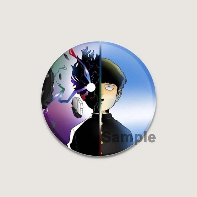32/44/58mm Japanese Anime Mob Psycho 100 Badges On Backpack Accessories Lapel Pins Cartoon Brooches for Clothes Bag Decor Fans Gifts