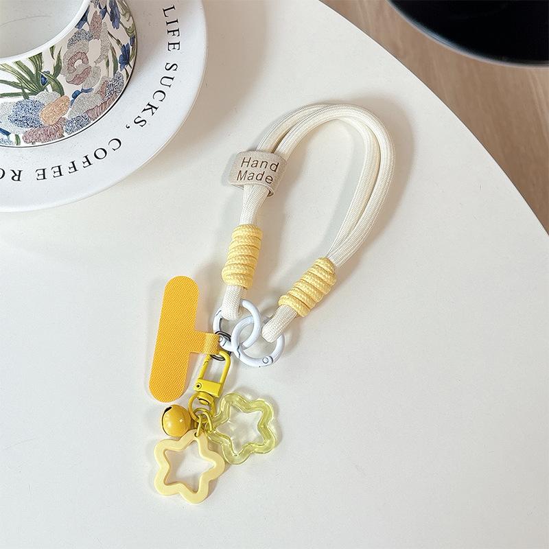 Dopamine Color Hollow Star Mobile Phone Case Clip Portable Rope Bold Braided Rope Lanyard Anti-Drop And Anti-Lost Keychain