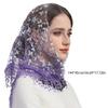 Ślubny Szal Modlitewny Mantilla Owinąć Kwiatowy Szal Koronkowe Wykończenie dla Pań Matki Przyjęcia Weselnego Mantilla z Frędzlami