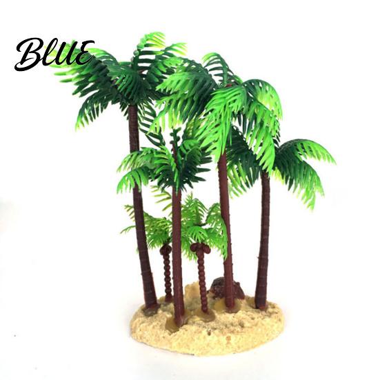 Safe Fish Tank Ornament Aquarium Artificial Plants Miniature Plastic Coconut Trees Aquatic Plants for Betta Shrimp Turtles Tropical Decor