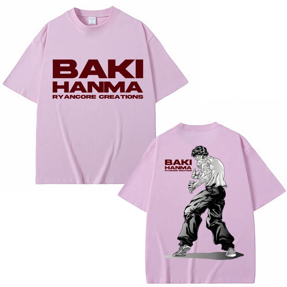 Anime Baki Ha Unisex Harajuku Vintage Trička Hip Hop Unisex Dámská Trička do Posilovny na Cvičení Oversized Bavlněné Tričko Streetwear