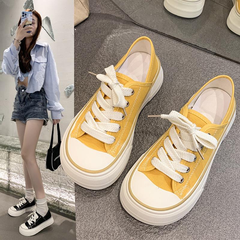 Fashion Simple Versatile Board Shoes Women's Korean Edition Wear Casual Cute Big Head Canva 2024 New Fashion Spring Summer