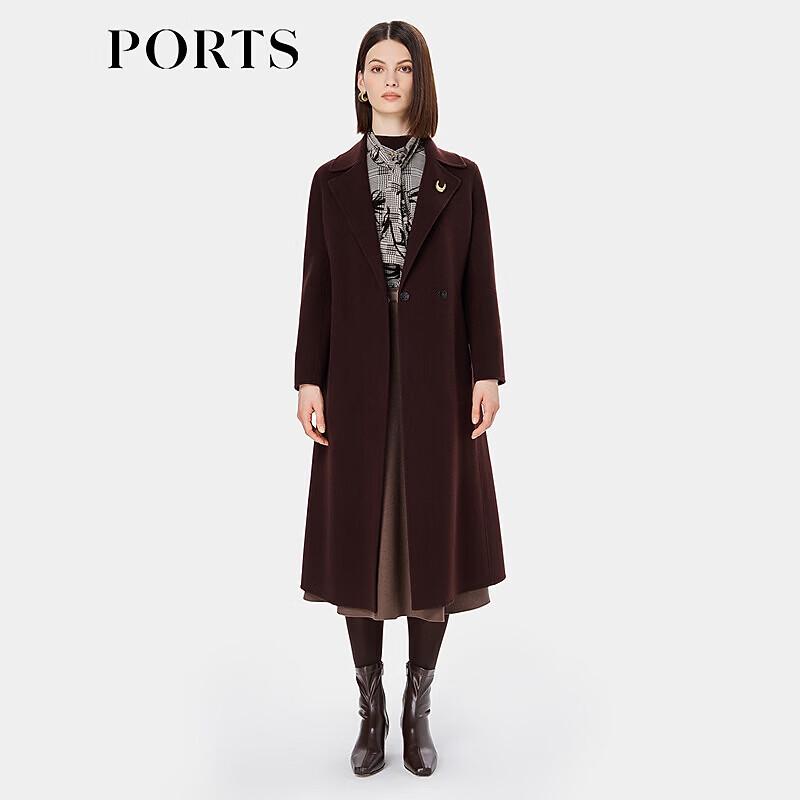 Ports Women's Chestnut Brown Double-Faced Wool Coat