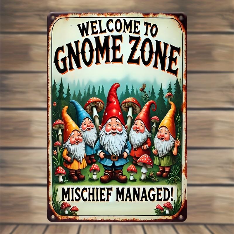 Vintage kovová cedule Gnome Zone Železná nástěnná Dekorativní plaketa Vodotěsná a odolná vůči povětrnostním vlivům Zábavný žert Management Garden Art