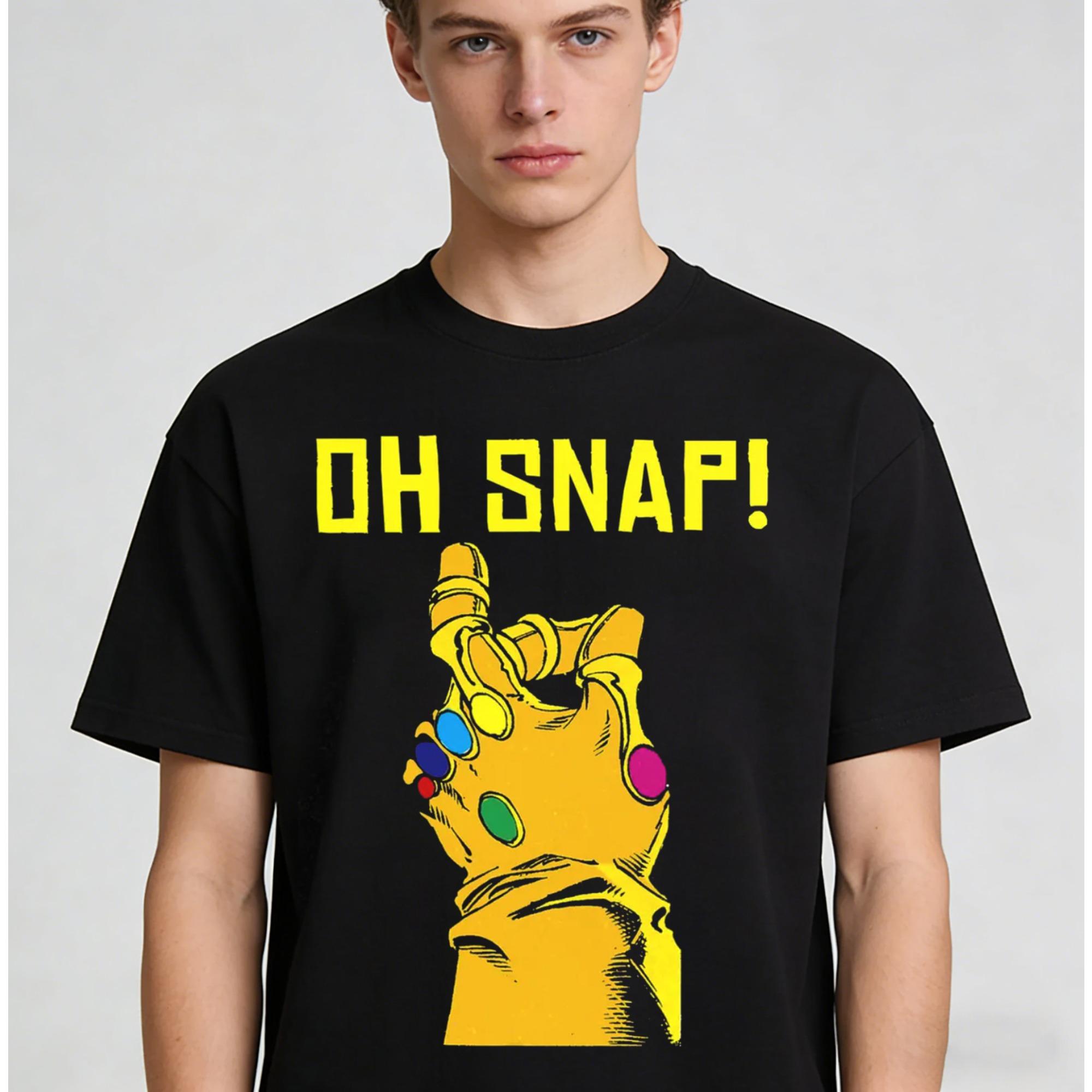 

Oh Snap Graphic TShirt Purple Giant Infinity Gauntlet Hand Sign Tee Men Summer Streetwear Unseix Cotton Short Sleeve Tshirt S