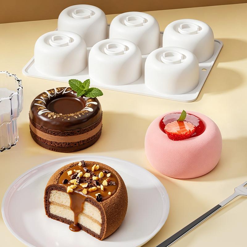 Molde de Silicona Circular Cóncavo de 6 Celdas para Pastel, Molde Francés de Mousse de Grado Alimenticio, Molde para Velas, Herramientas de Cocina para Postres y Repostería
