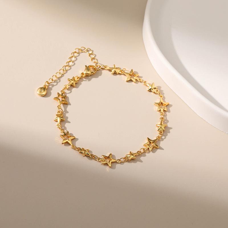 Stainless Steel Hollow Star Chain Bracelets for Man Women Metal Pentagram Adjustable Size Bracelet Simple Jewelry Gifts