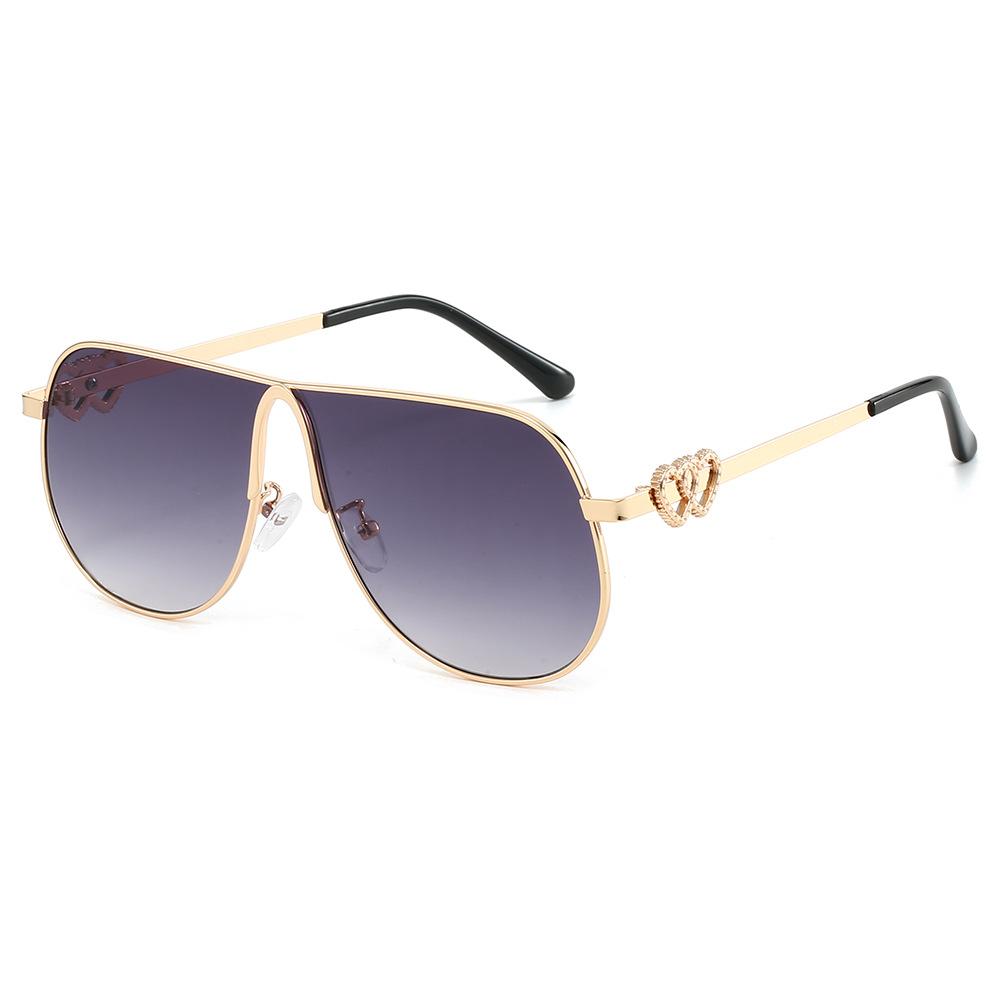 

Europe American Designed Pilot Sunglasses Women Bouble Heart Refelctive Fashion Shades Large Frame Sun Glass