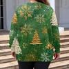 Ladies' Fashionable And Casual Christmas Cute Printed Round Neck Long Sleeved Knitted Yarn