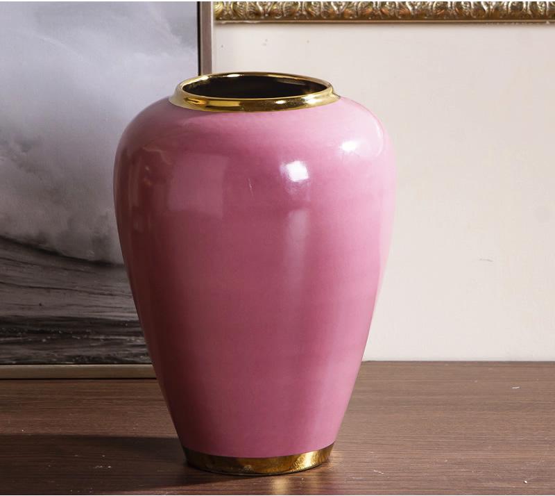 Europäische Rosa Vase Ornament für Trockenblumen - Kleine Frische Kreative Haus- und Esstischdekoration