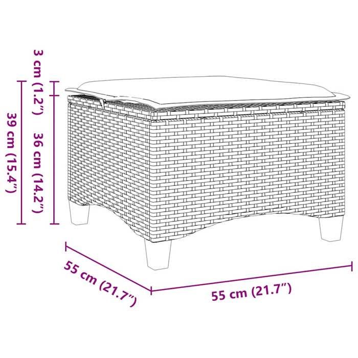 VidaXL Tabourets jardin coussins 2 pcs beige 55x55x36cm résine tressée, siège de jardin, sièges d'extérieur, tabouret cube, 4108249