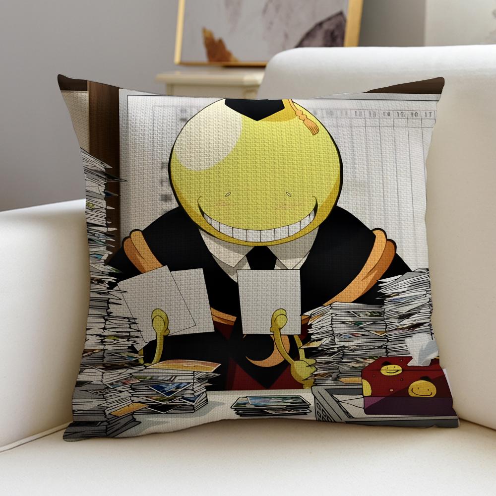 Fun AAssassination ClassroomS Cushion Cover Breathable and skinfriendly linen pillowcase square removable and washable cushion