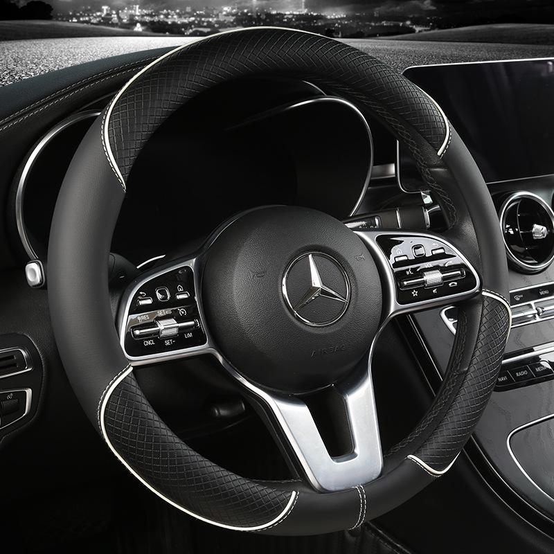 Universal All-Season Anti-Slip Leather Steering Wheel Cover for Cars, Minivans, and Pickups 38cm