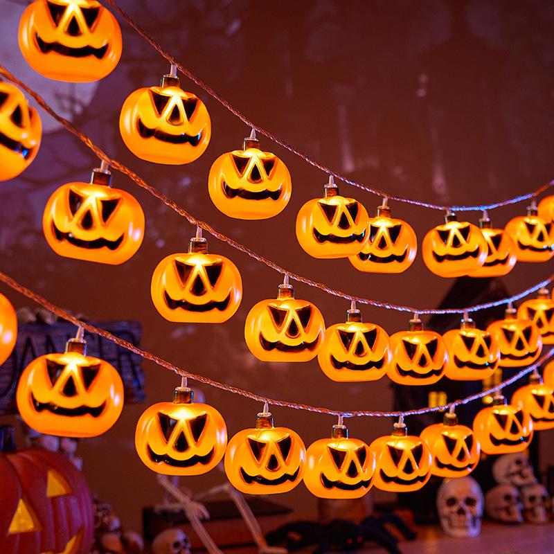 Light-Up Pumpkin String Lights for Halloween Decor and Party Ambiance