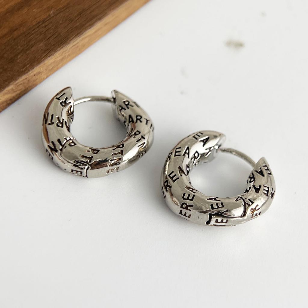 Xiaomi 925 Sterling Silver Vintage Earrings For Women Trendy Simple Retro Letters Earring Jewelry Prevent Allergy Party Accessories