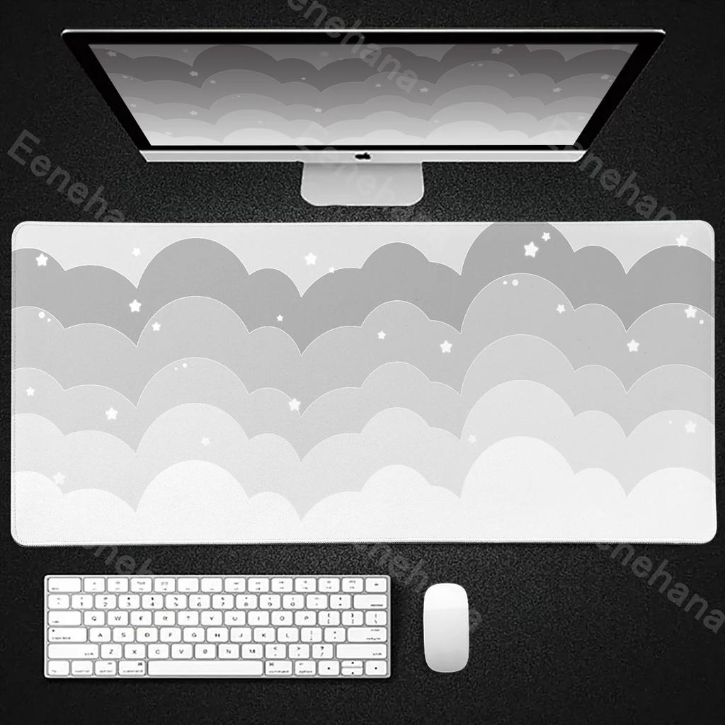 Light Blue Pink Clouds Mouse Pad Desk Mat Kawaii Purple Cute Rubber Pad Extended Pad Gaming Keyboard Mats Large XXL Girl Carpet