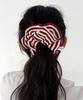 Moyora Striped Diamond Knit Punching Scrunchie [Wine]