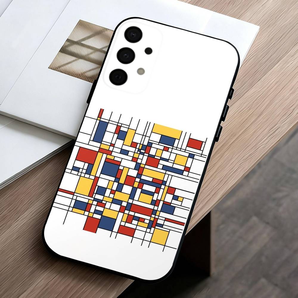 M-Mondrian-B-Bauhaus A-Abstract Shapes  Phone Case For Samsung Galaxy A73,A72,A71,A70,A53,A52,A51,Others Soft Black Cover