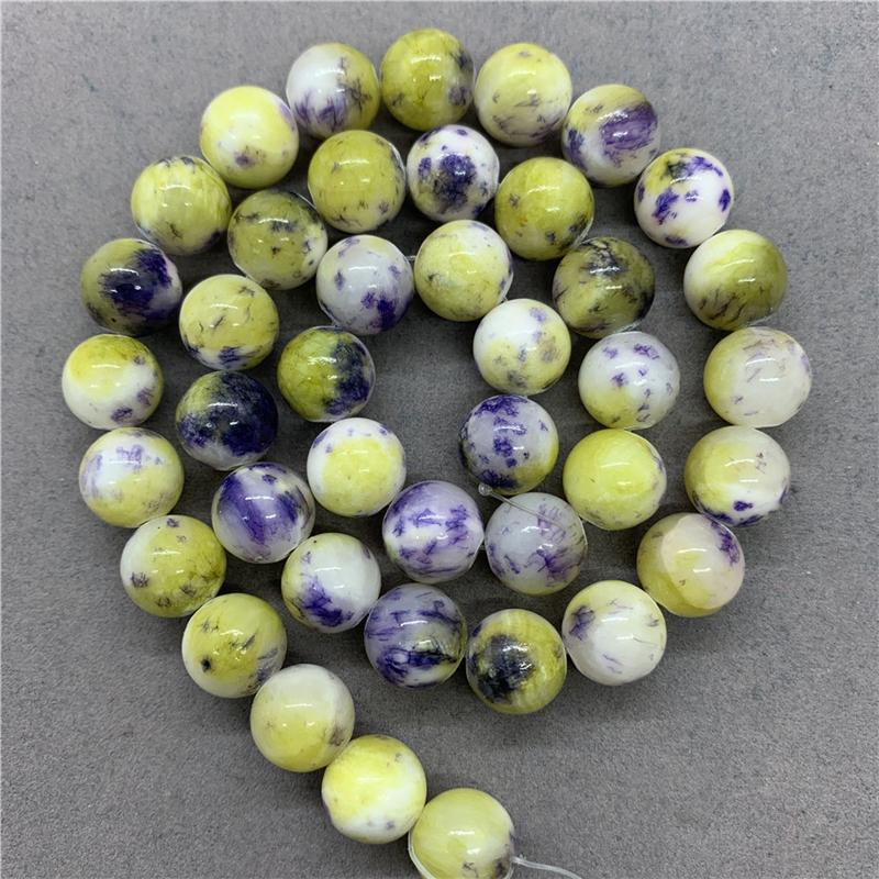 Naturstein Edelstein Schwarz Gelb Grün Weiß Pulver Persische Jade Kugel Lose Perlen 6/8/10mm DIY Armband Zubehör