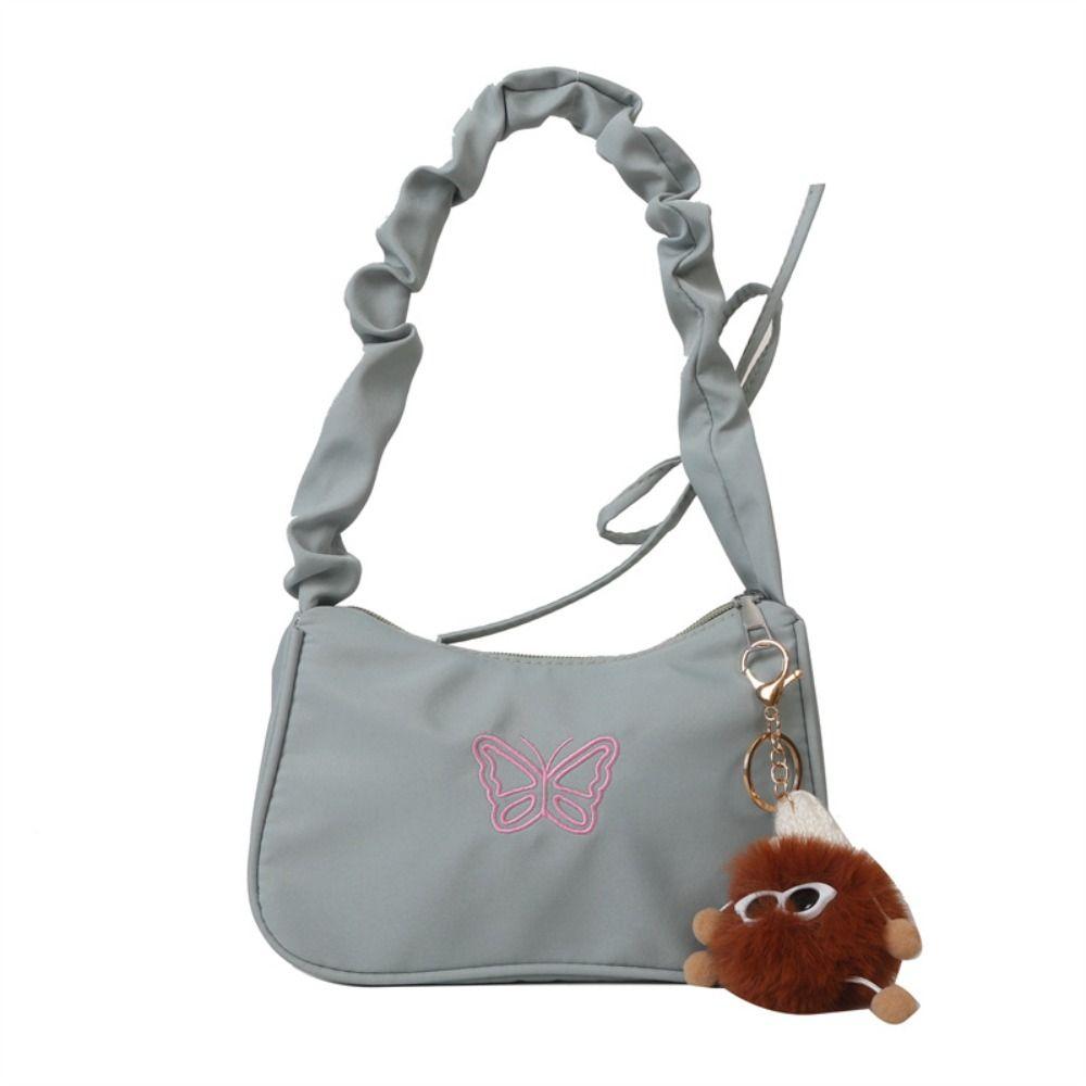 Rüschengriff Bowknot Schmetterling Umhängetasche Oxford Stickerei Ins Halbmond Unterarmtasche Make-up Lippenstift Tasche Handtasche