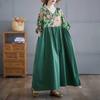 Sommerkleid aus Baumwolle und Leinen im Patchwork-Retro-Stil, langer Rock