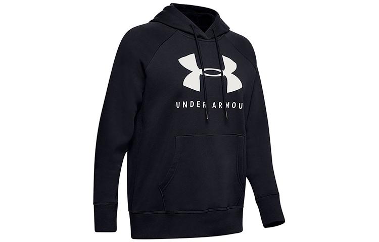 Under Armour Under Armour Rival Sportstyle Large Logo Print Fleece Sports Fleece Lined Hooded Pullover Sweatshirt 1348550-001 XS