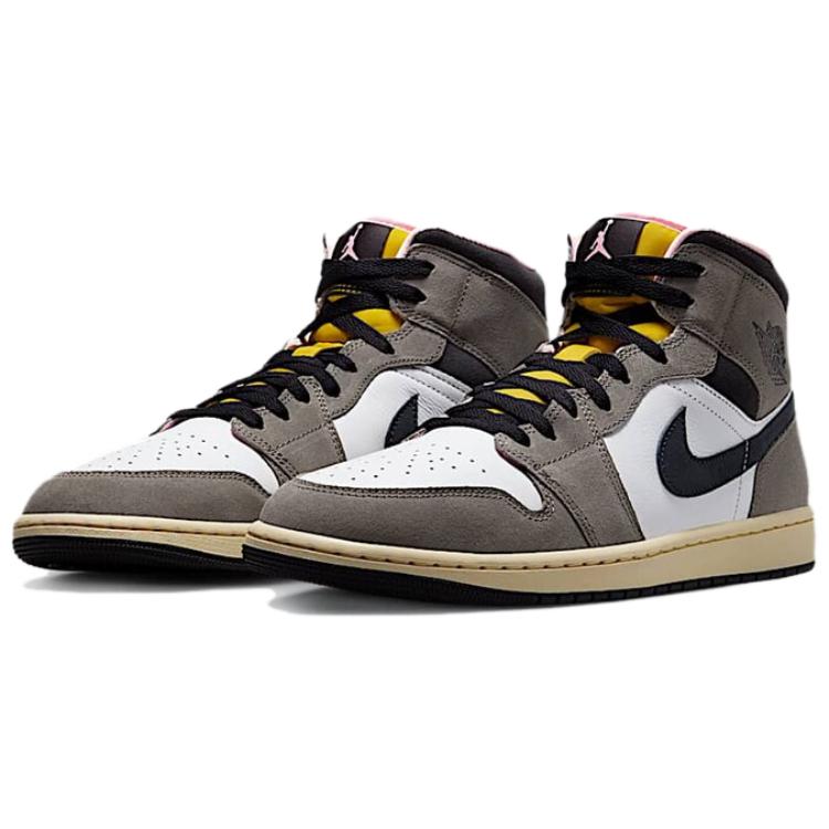 Air Jordan 1 Mid Cave Stone Unisexové tenisky Šedá Bílá Olejově šedá HQ2011-100