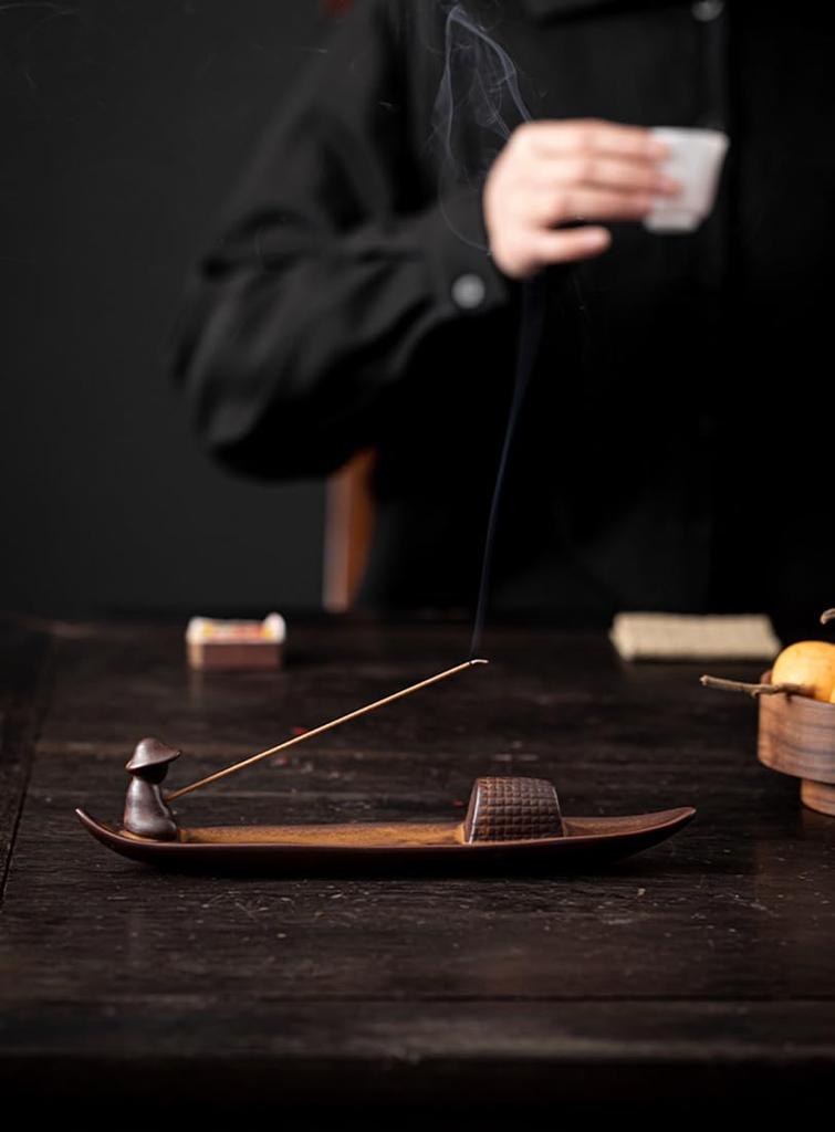 Cedar Eight Fisherman Incense Holder, Boat Shape, Stylish Retro Incense Holder, Cute Interior Decor, Incense Stick Holder