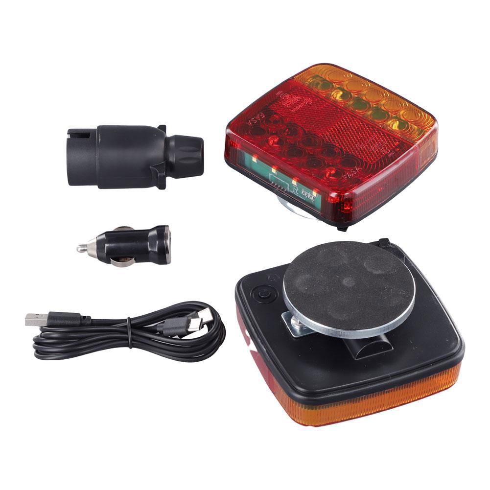 Wireless Magnetic Trailer Tail Light Waterproof Rechargeable Rear Taillight Signal Warning Brake Lamp Reflective Lens For L U1B2